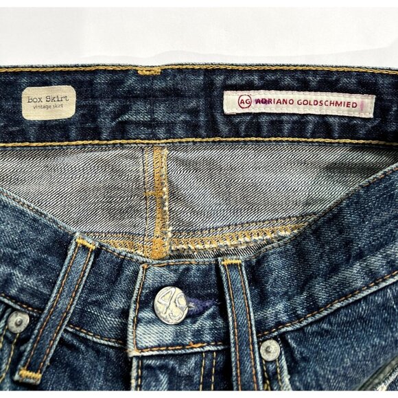 AG Adriano Goldschmied Box Skirt in Dark Wash Denim - Picture 3 of 4